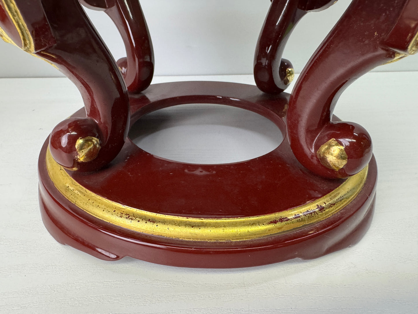 Y9190 ORIN Bell Vermilion-lacquered stand Japan Buddhist antique temple Buddhism