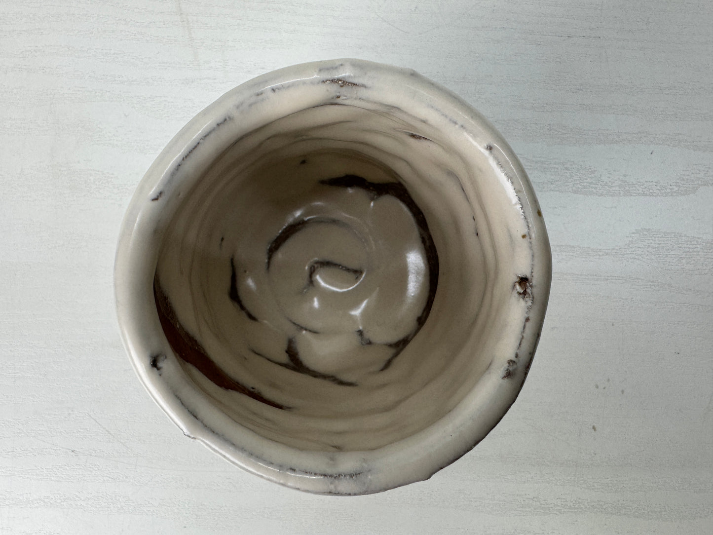 Y9191 YUNOMI Mino-ware iron painting teacup signed box Japan antique Sencha tea