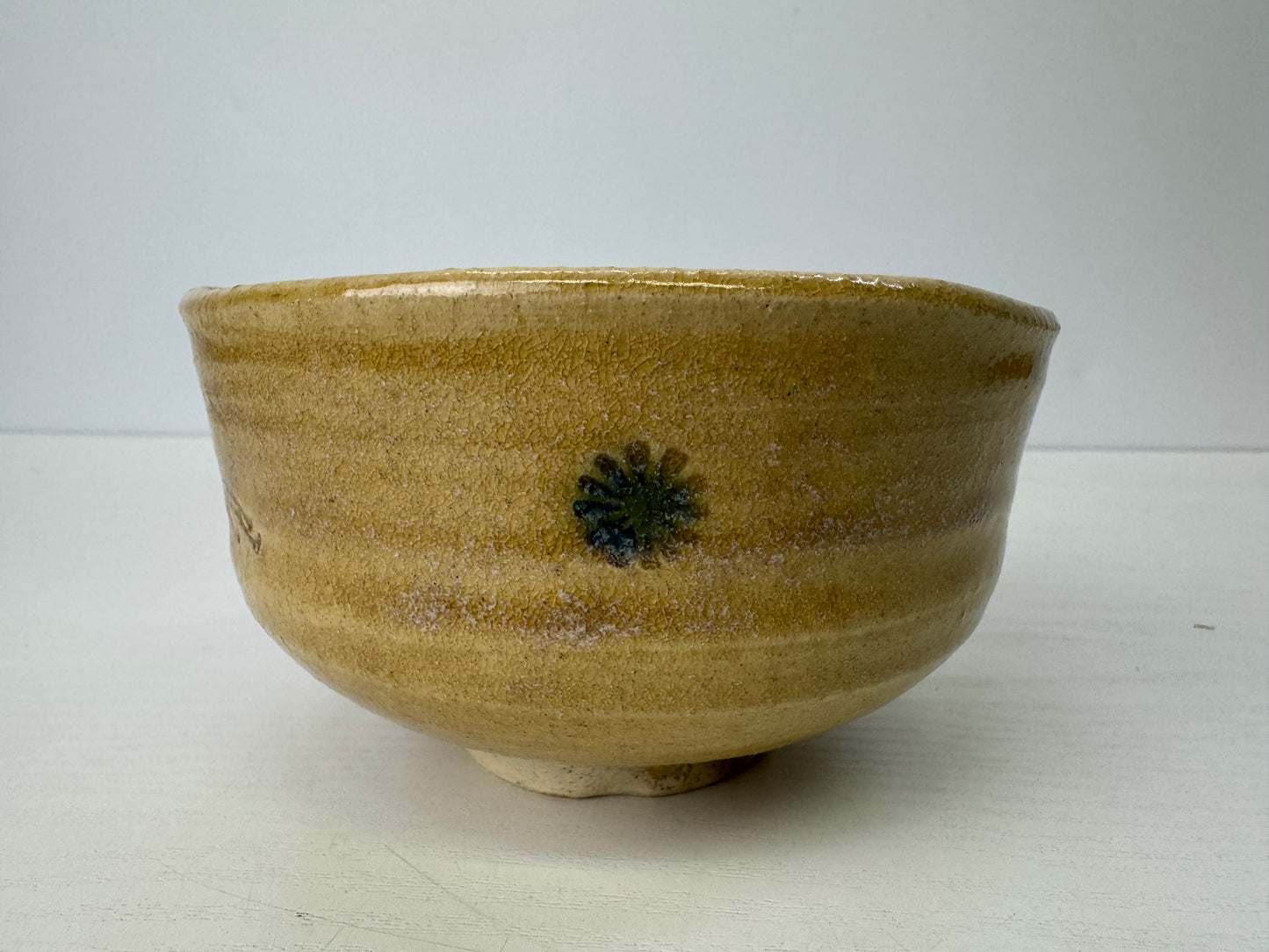 Y9194 CHAWAN Kiseto-ware bowl signed box Japan antique tea ceremony pottery cup