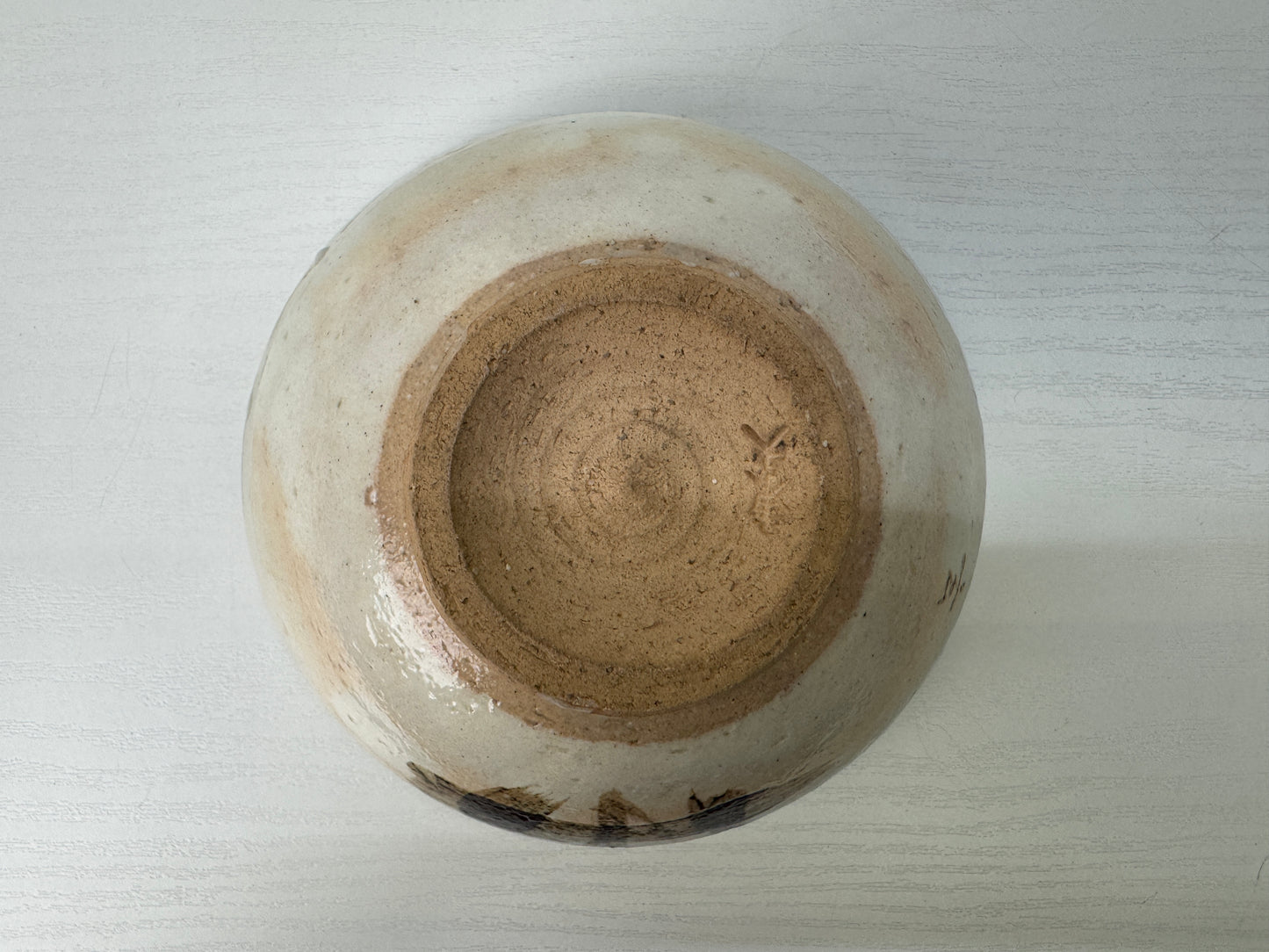 Y9195 CHAWAN Kohiki bowl signed box Japan antique tea ceremony pottery cup