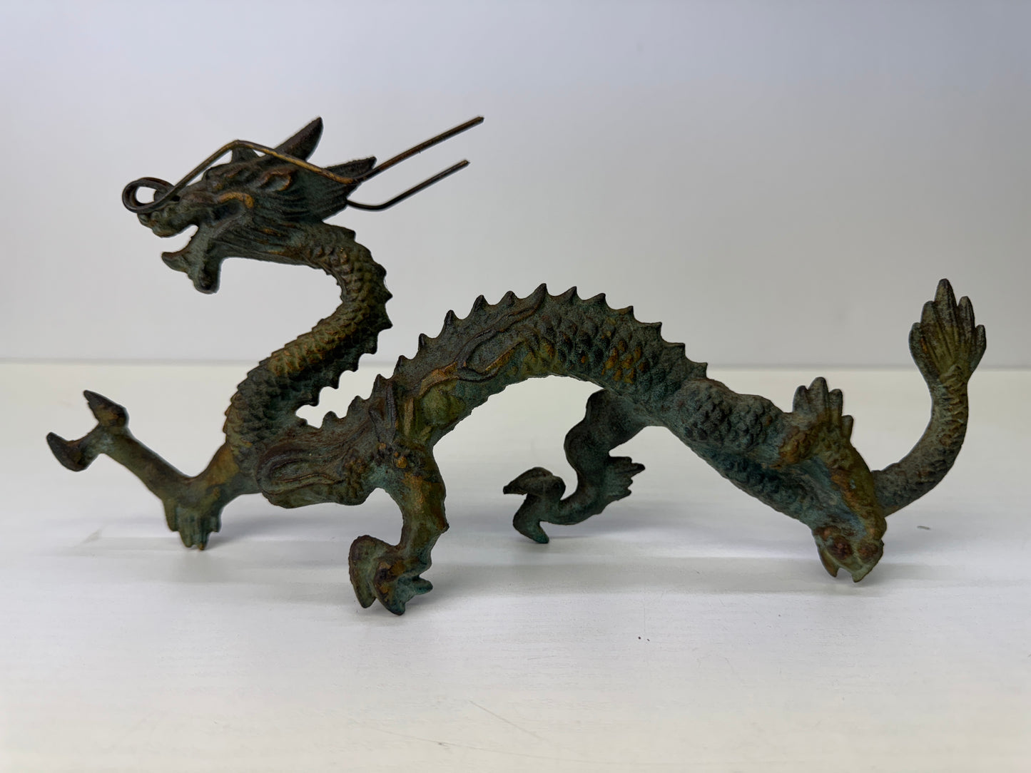 Y9197 OKIMONO metal Dragon figurine figure Japan antique interior ornament decor