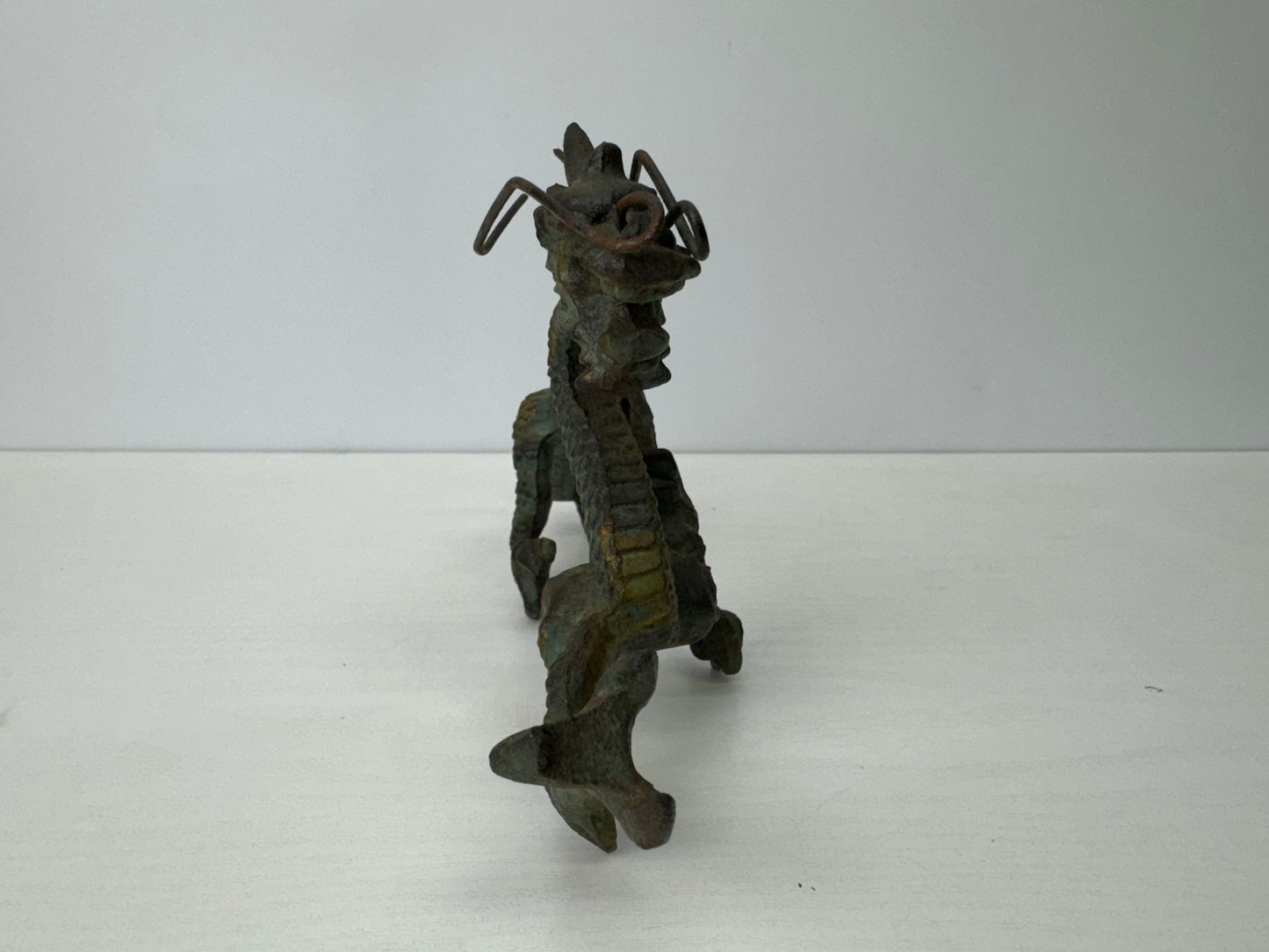 Y9197 OKIMONO metal Dragon figurine figure Japan antique interior ornament decor