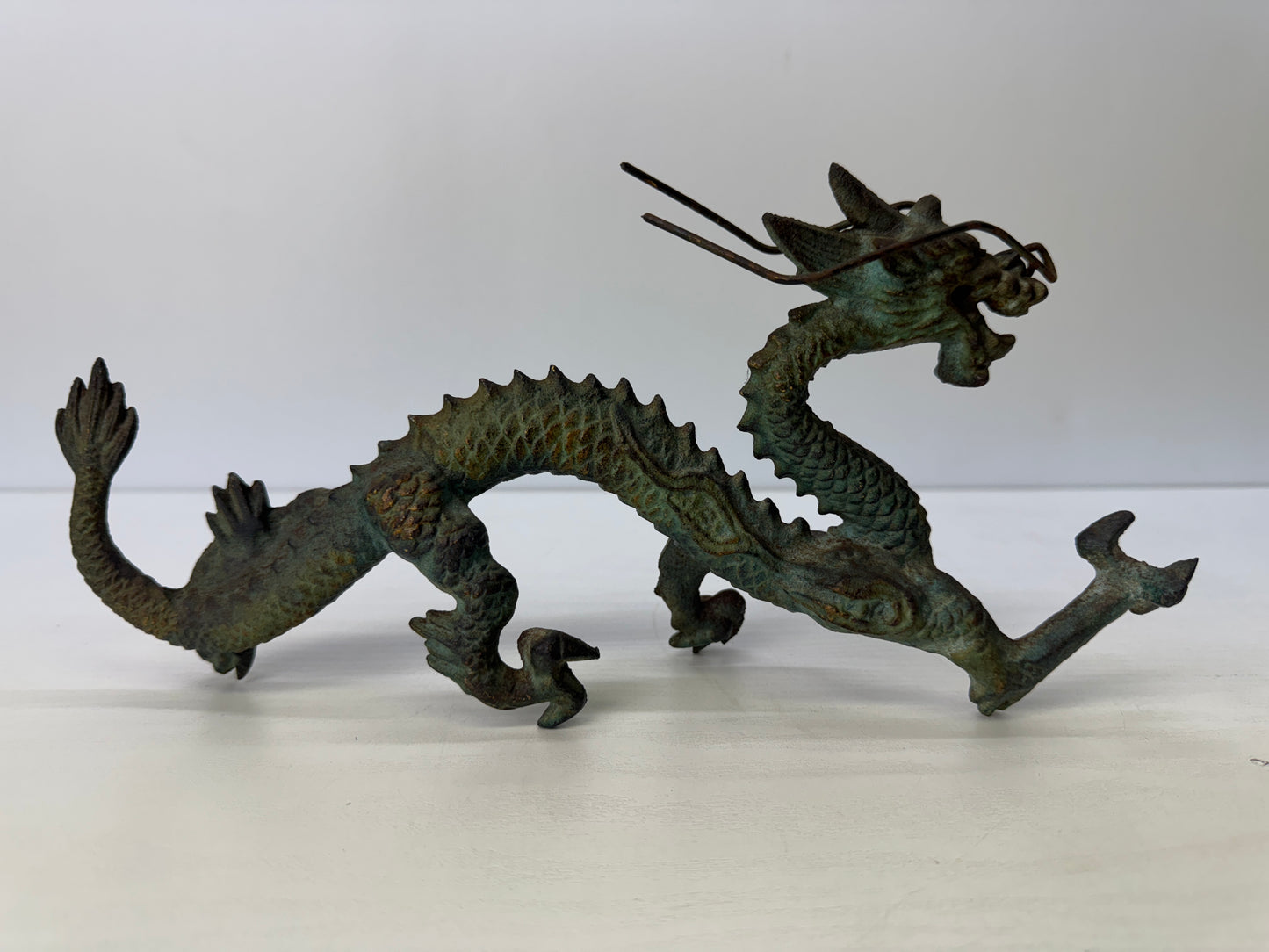 Y9197 OKIMONO metal Dragon figurine figure Japan antique interior ornament decor