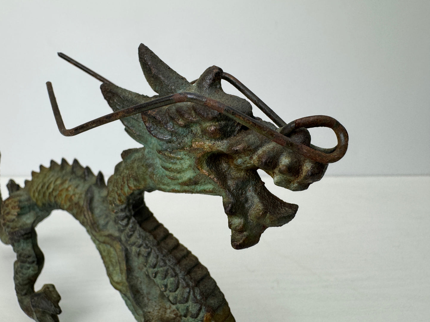 Y9197 OKIMONO metal Dragon figurine figure Japan antique interior ornament decor