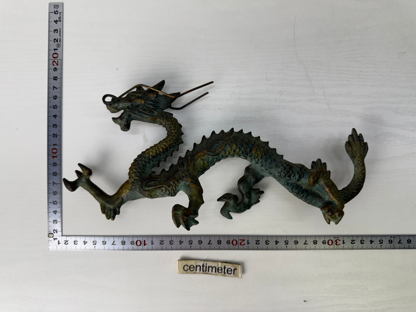 Y9197 OKIMONO metal Dragon figurine figure Japan antique interior ornament decor