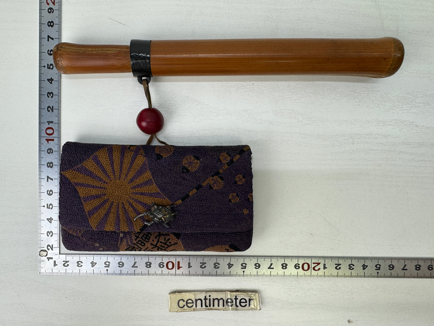 Y9208 SAGEMONO Japanese military embroidery Cigarette case holder Japan antique
