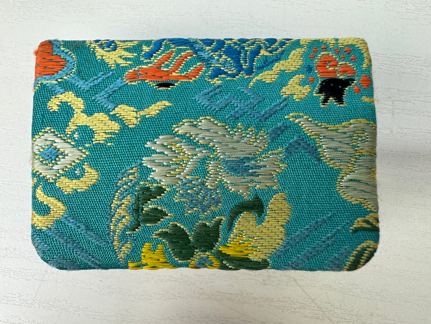 Y9209 BOX Dragon embroidery accessory trinkets case Japan antique container