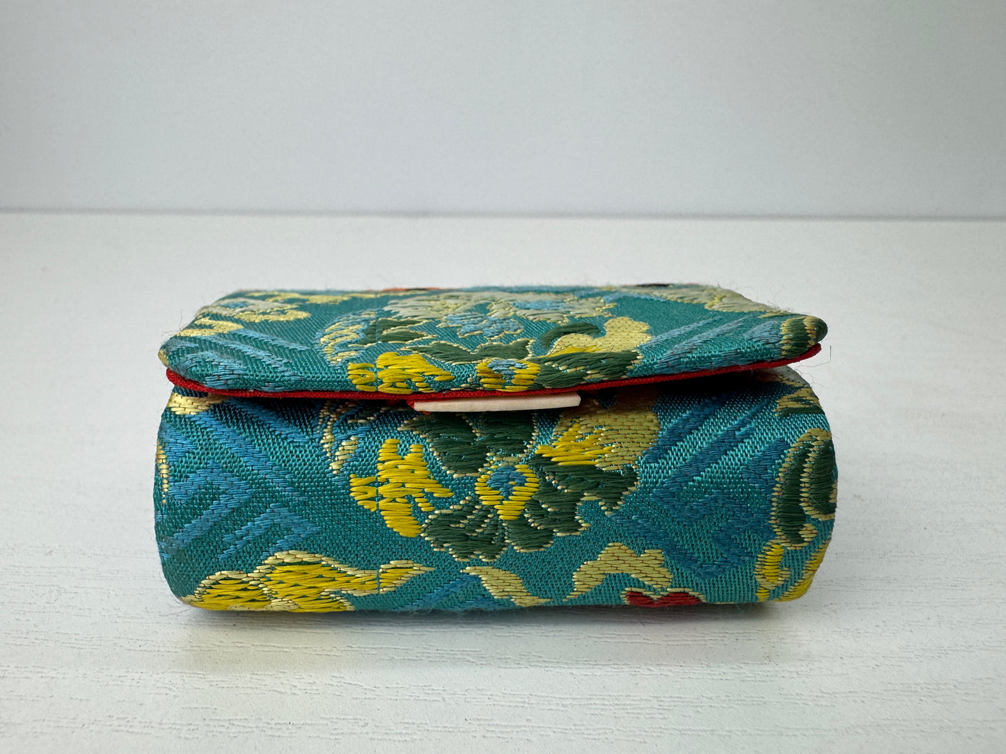 Y9209 BOX Dragon embroidery accessory trinkets case Japan antique container