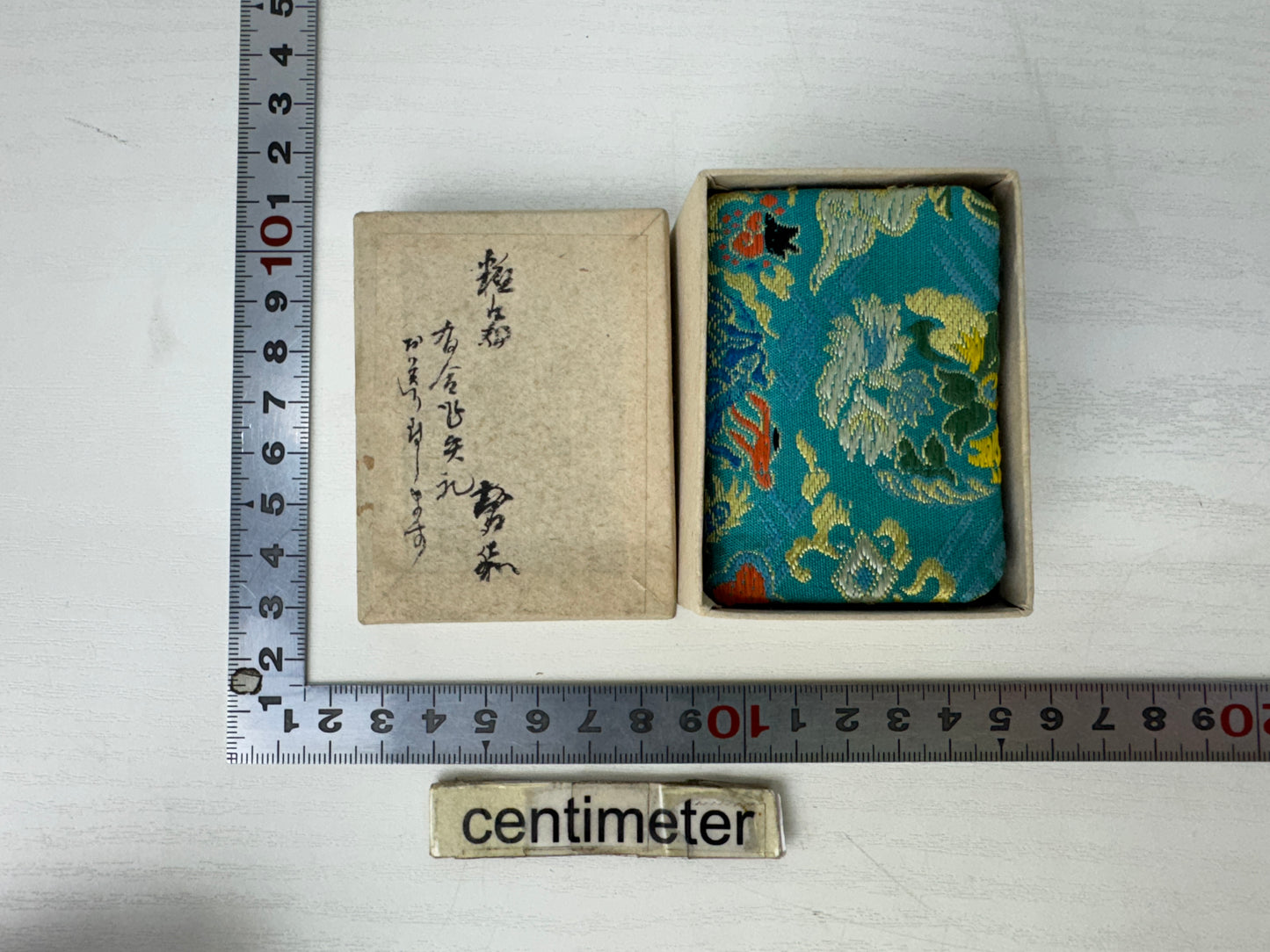 Y9209 BOX Dragon embroidery accessory trinkets case Japan antique container