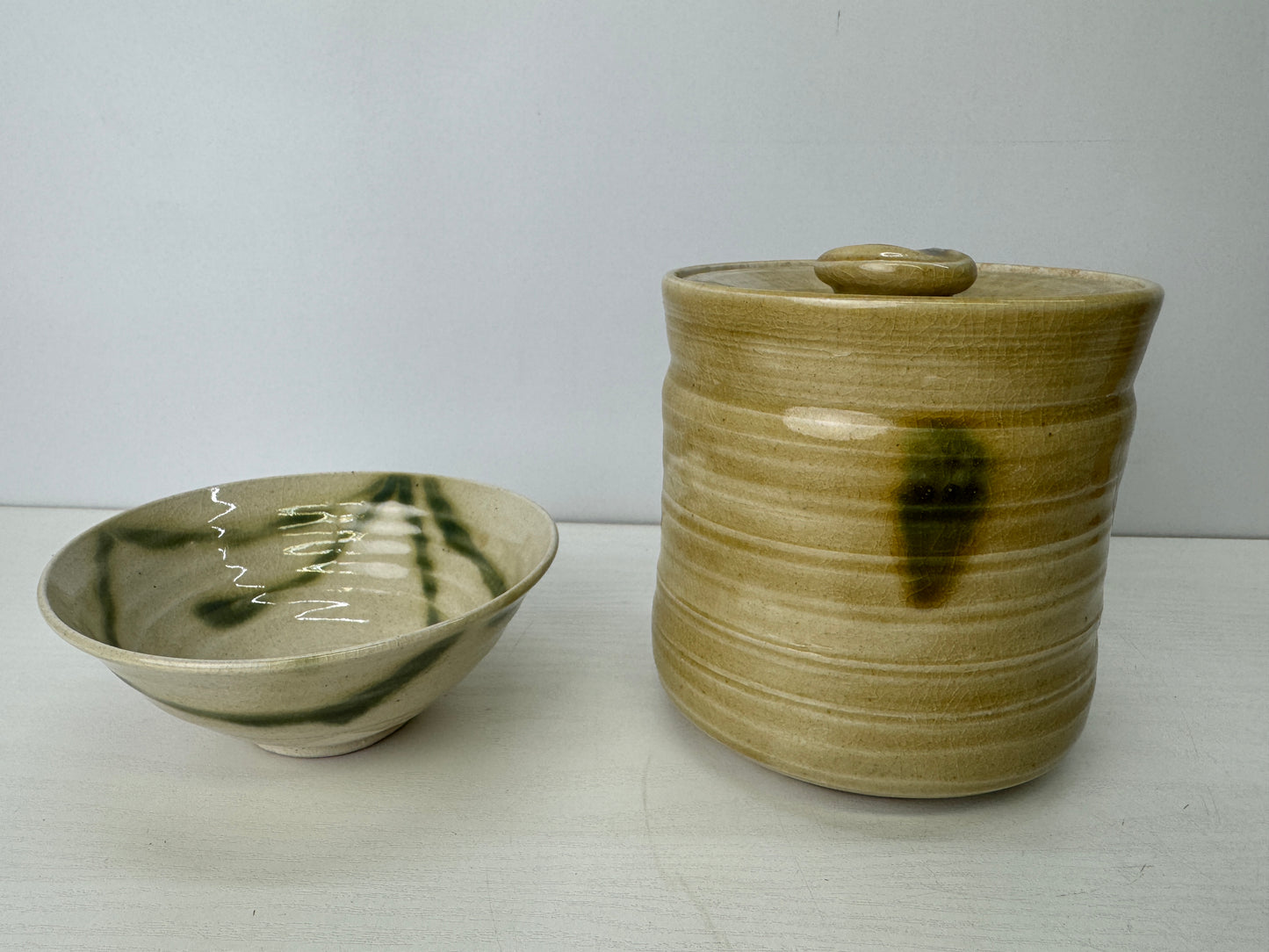 Y9214 CHAWAN Tea utensils Set box rectangular case Japan antique tea ceremony