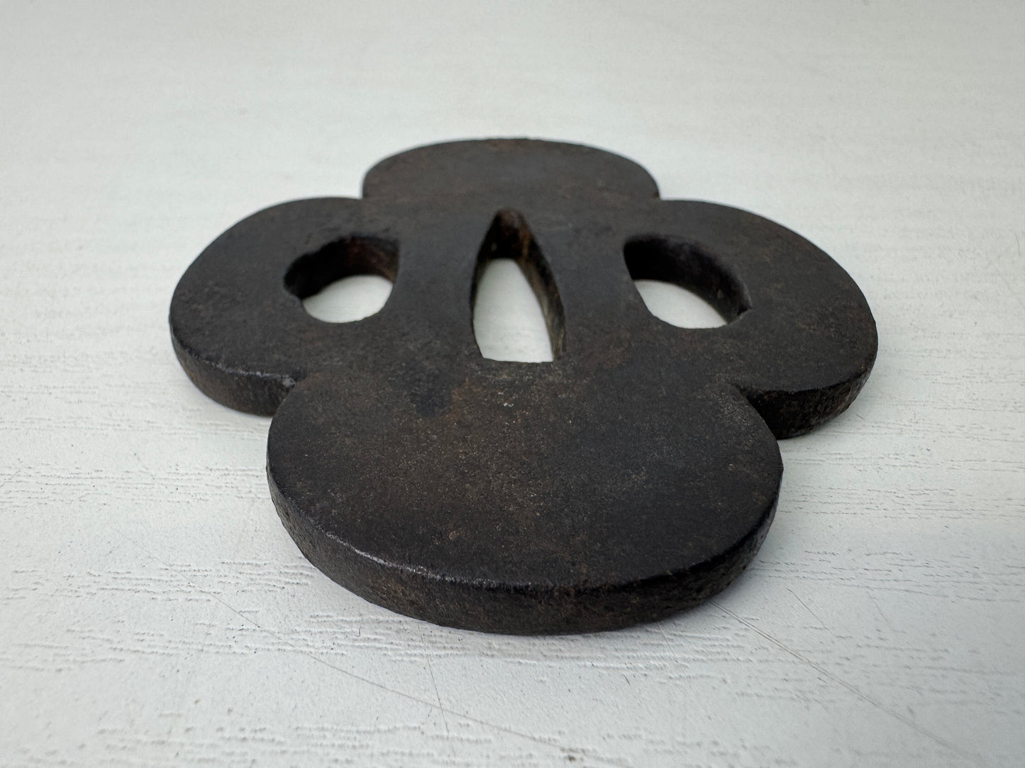 Y9221 TSUBA Iron sword guard Mokko-shaped Japan samurai katana antique koshirae