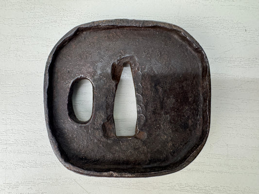 Y9222 TSUBA Iron sword guard Japan samurai katana antique koshirae Edo bushi