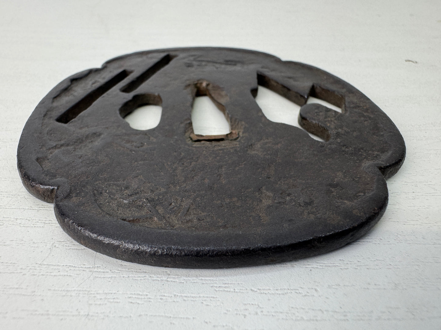 Y9223 TSUBA Iron long sword guard Japan samurai katana antique koshirae Edo