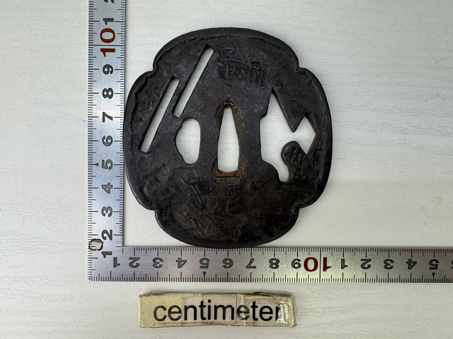 Y9223 TSUBA Iron long sword guard Japan samurai katana antique koshirae Edo