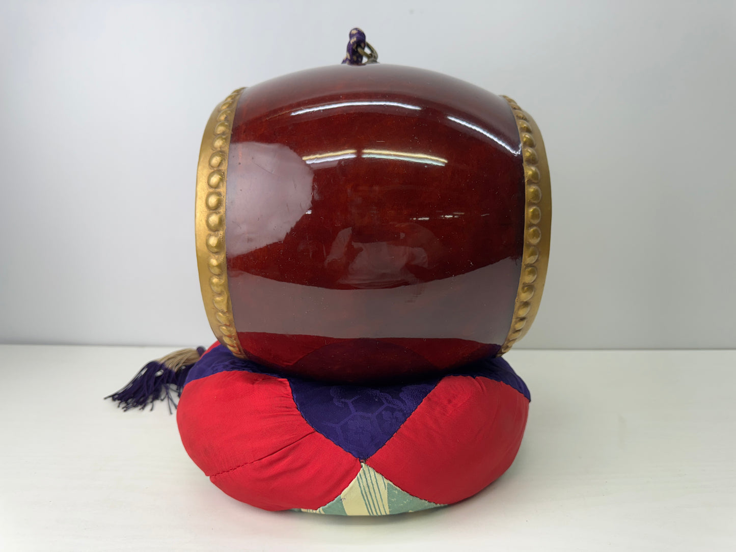 Y9231 TAIKO Drum musical instrument Dragon Makie Japan antique percussion