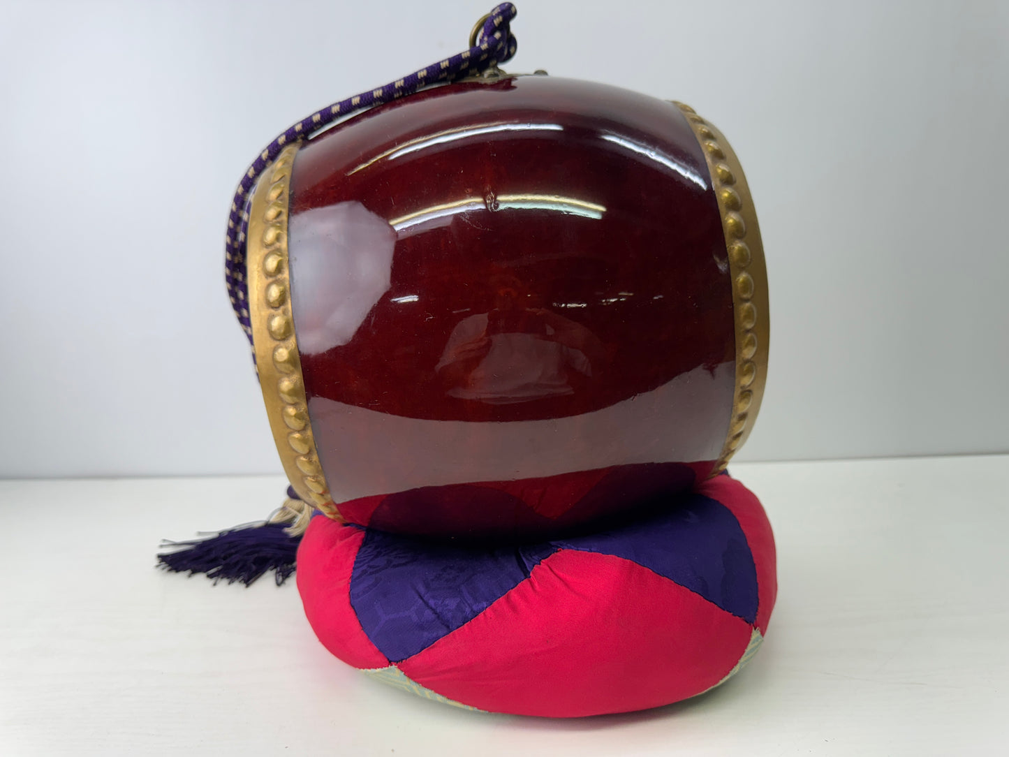 Y9231 TAIKO Drum musical instrument Dragon Makie Japan antique percussion