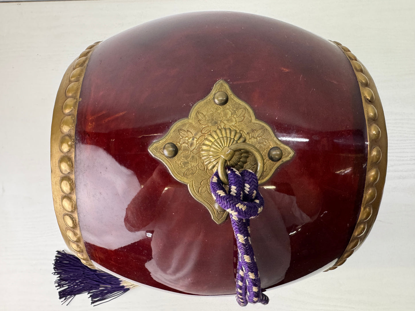 Y9231 TAIKO Drum musical instrument Dragon Makie Japan antique percussion