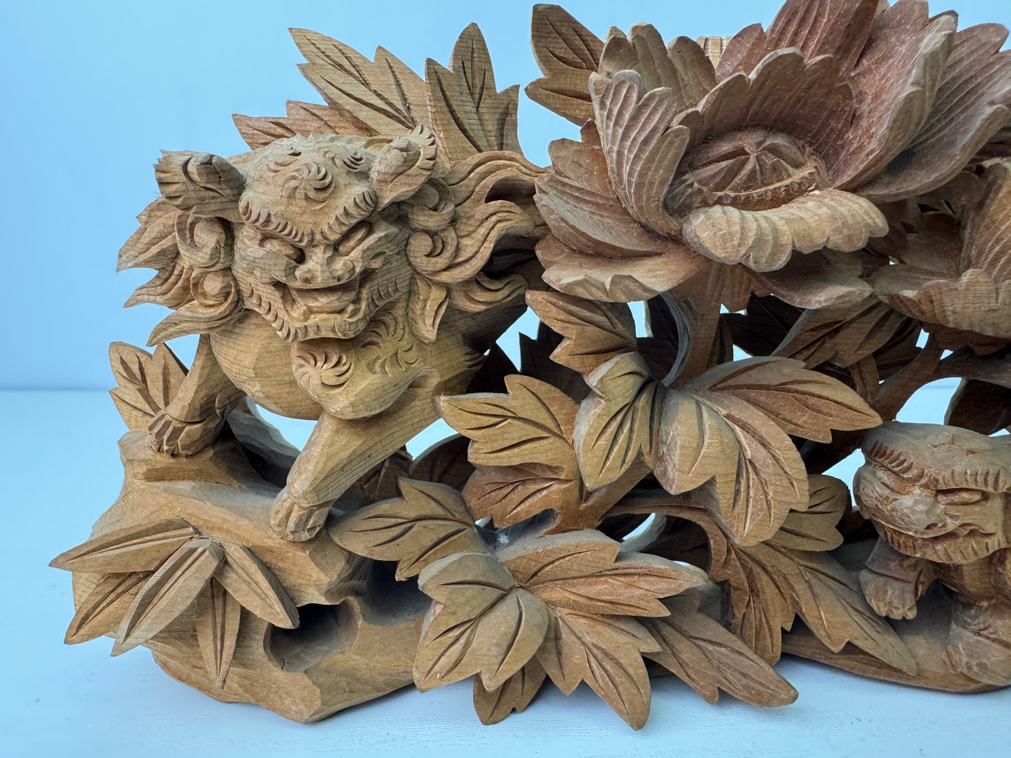 Y9234 RANMA wood carving Fanlight Transom Lion Japan antique interior decor