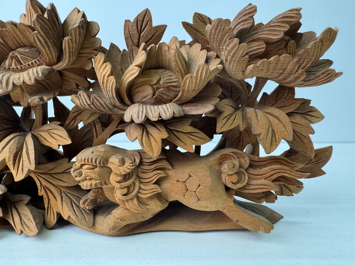 Y9234 RANMA wood carving Fanlight Transom Lion Japan antique interior decor