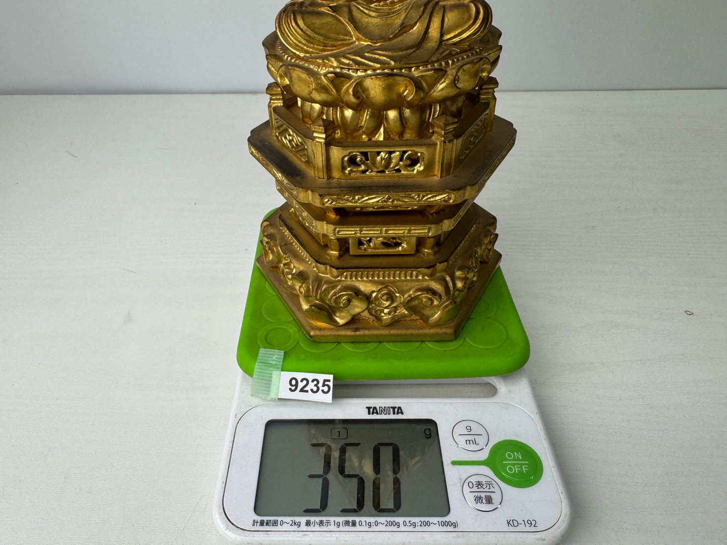 Y9235 STATUE Buddha figurine seated Amida wood carving gold leaf Japan antique