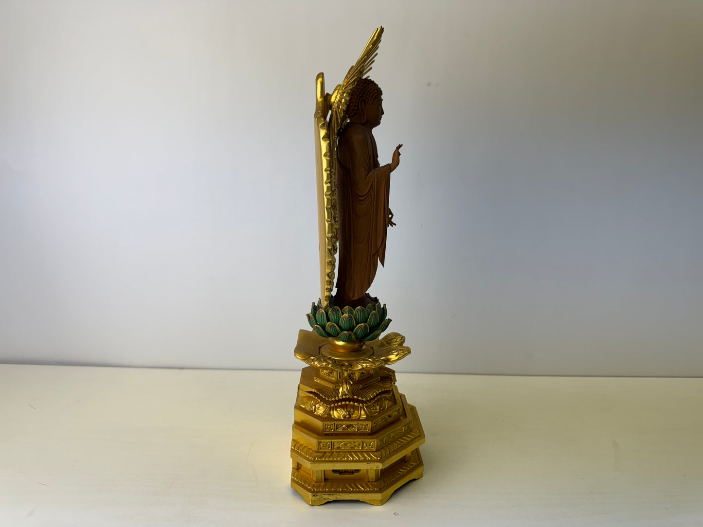 Y9237 STATUE Buddha figurine plain wood Japan antique figure interior decor