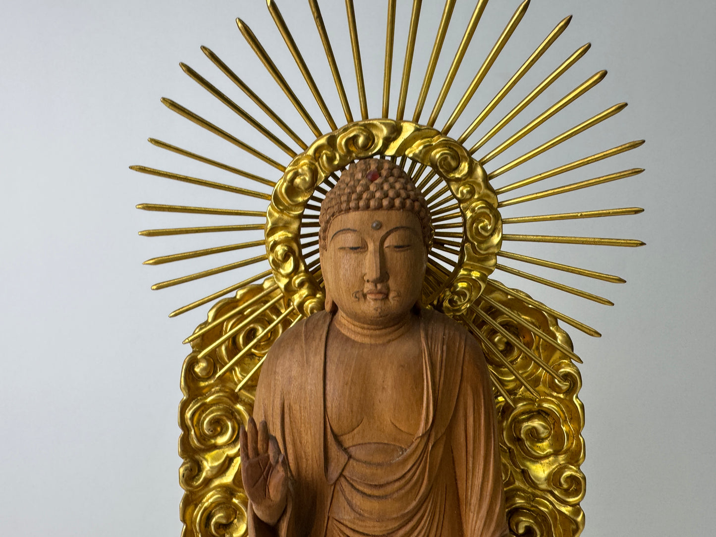 Y9237 STATUE Buddha figurine plain wood Japan antique figure interior decor