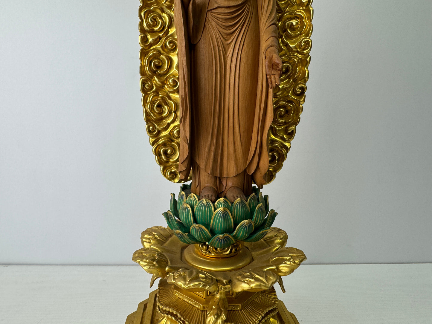 Y9237 STATUE Buddha figurine plain wood Japan antique figure interior decor