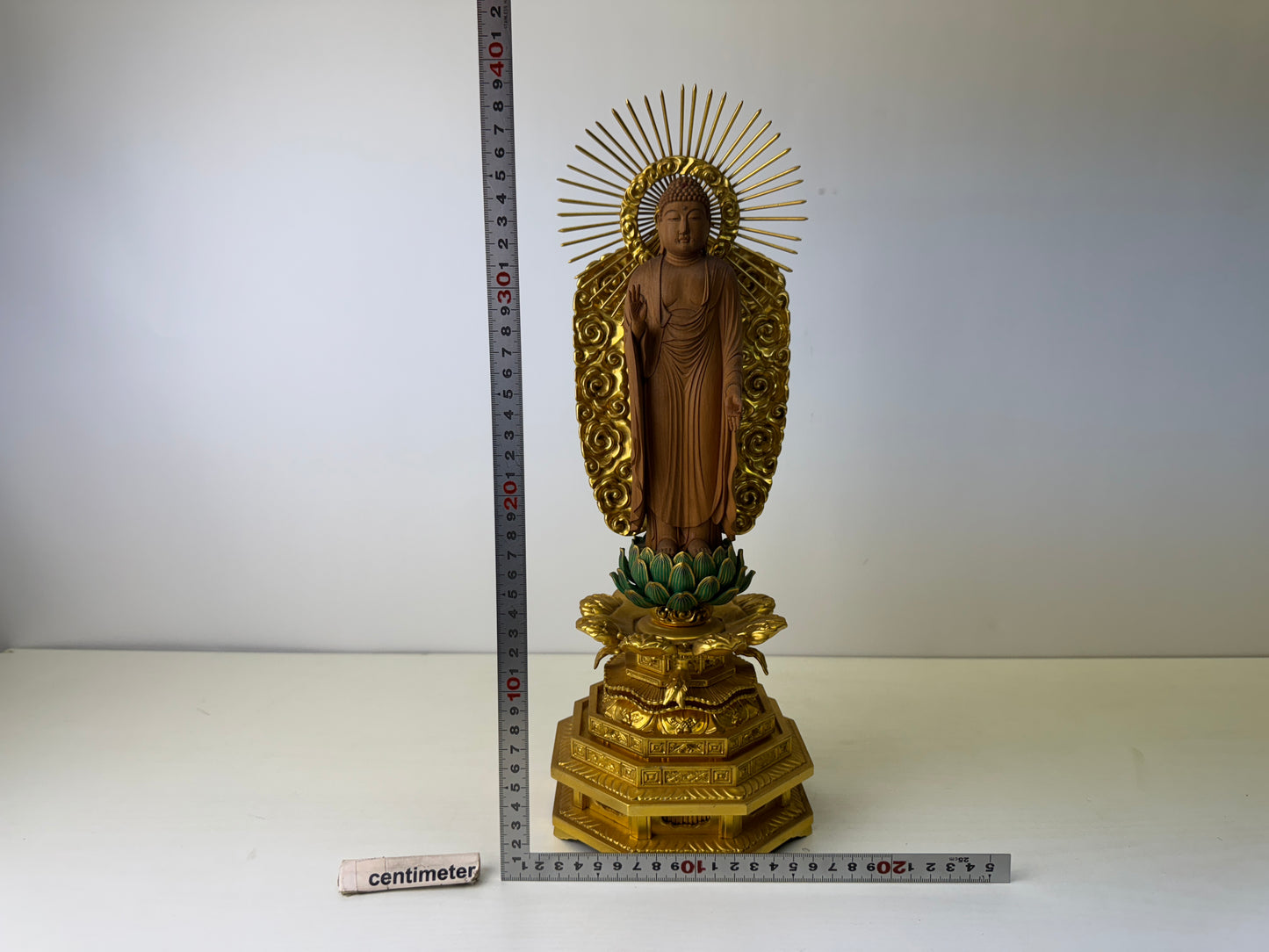 Y9237 STATUE Buddha figurine plain wood Japan antique figure interior decor