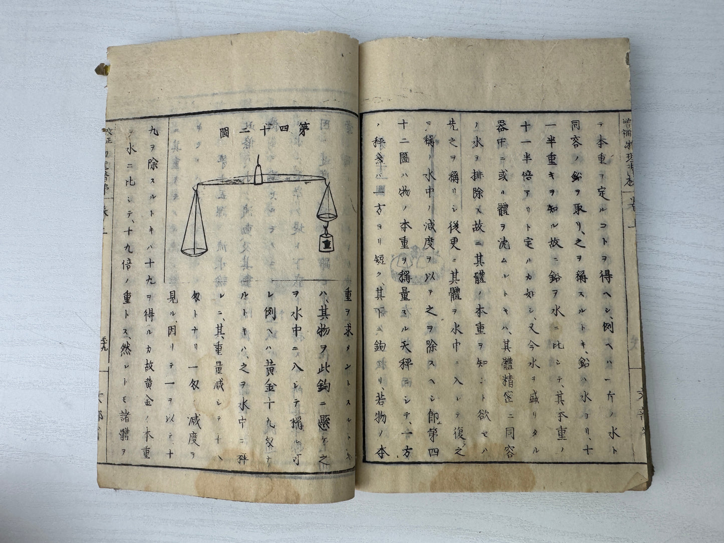 Y9238 WOODBLOCK PRINT Japanese book Physics Japan antique publication study