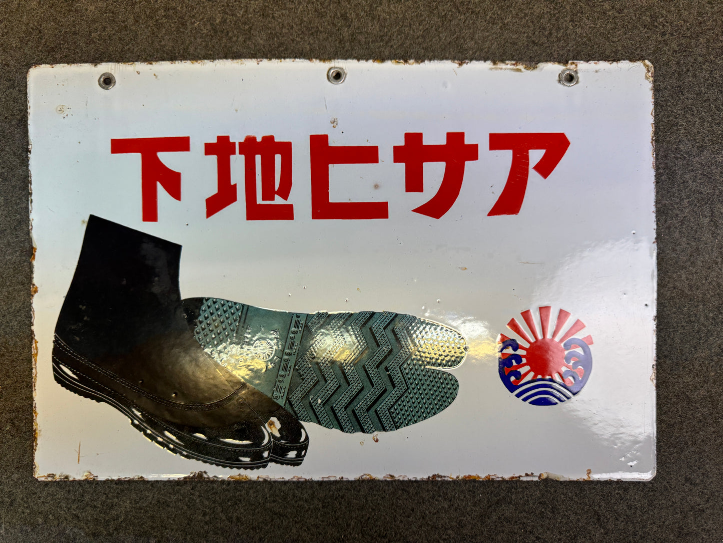 Y9250 SIGNBOARD Enamel sign Tabi socks Prewar Showa retro Japan antique decor