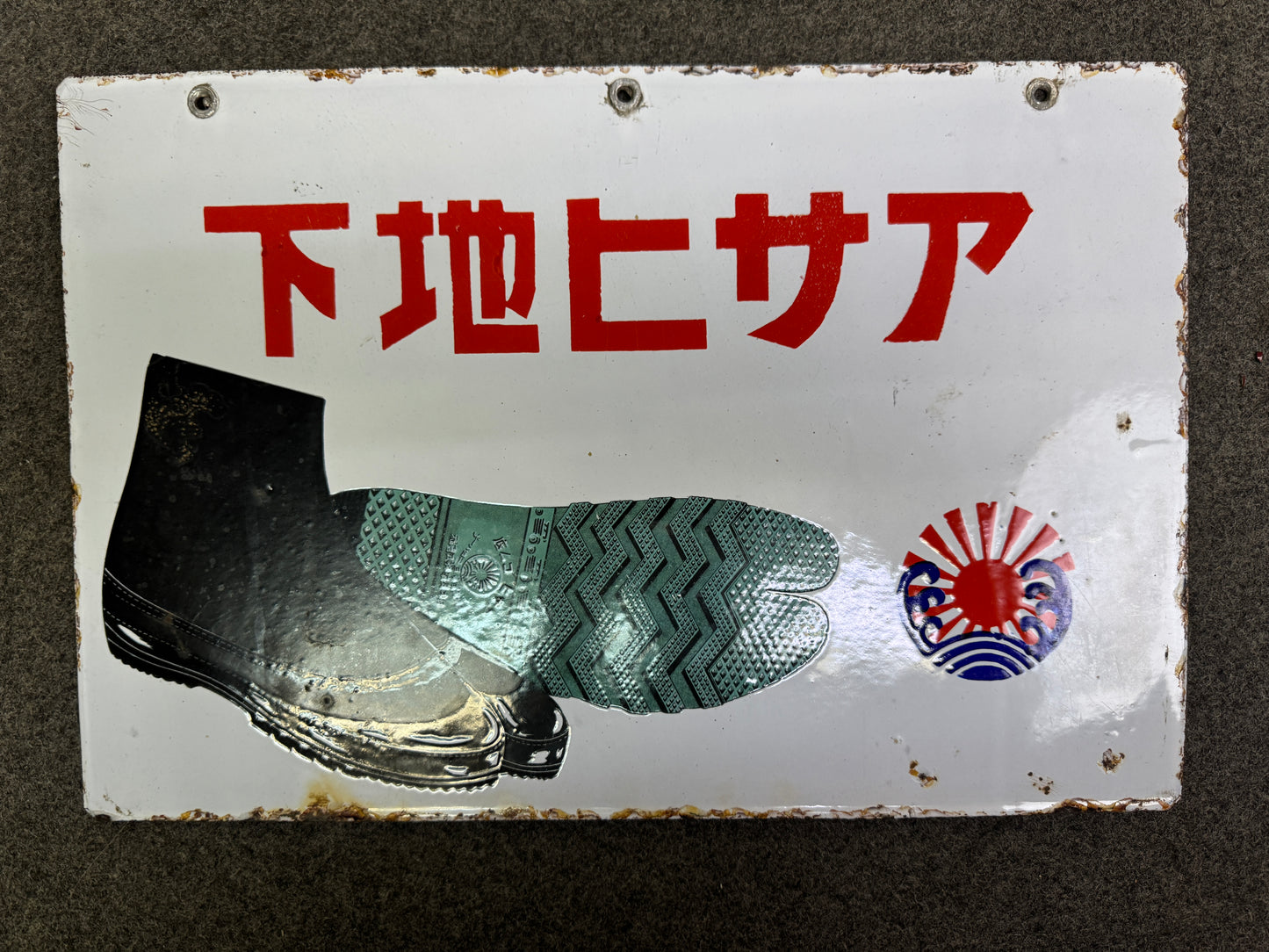 Y9250 SIGNBOARD Enamel sign Tabi socks Prewar Showa retro Japan antique decor