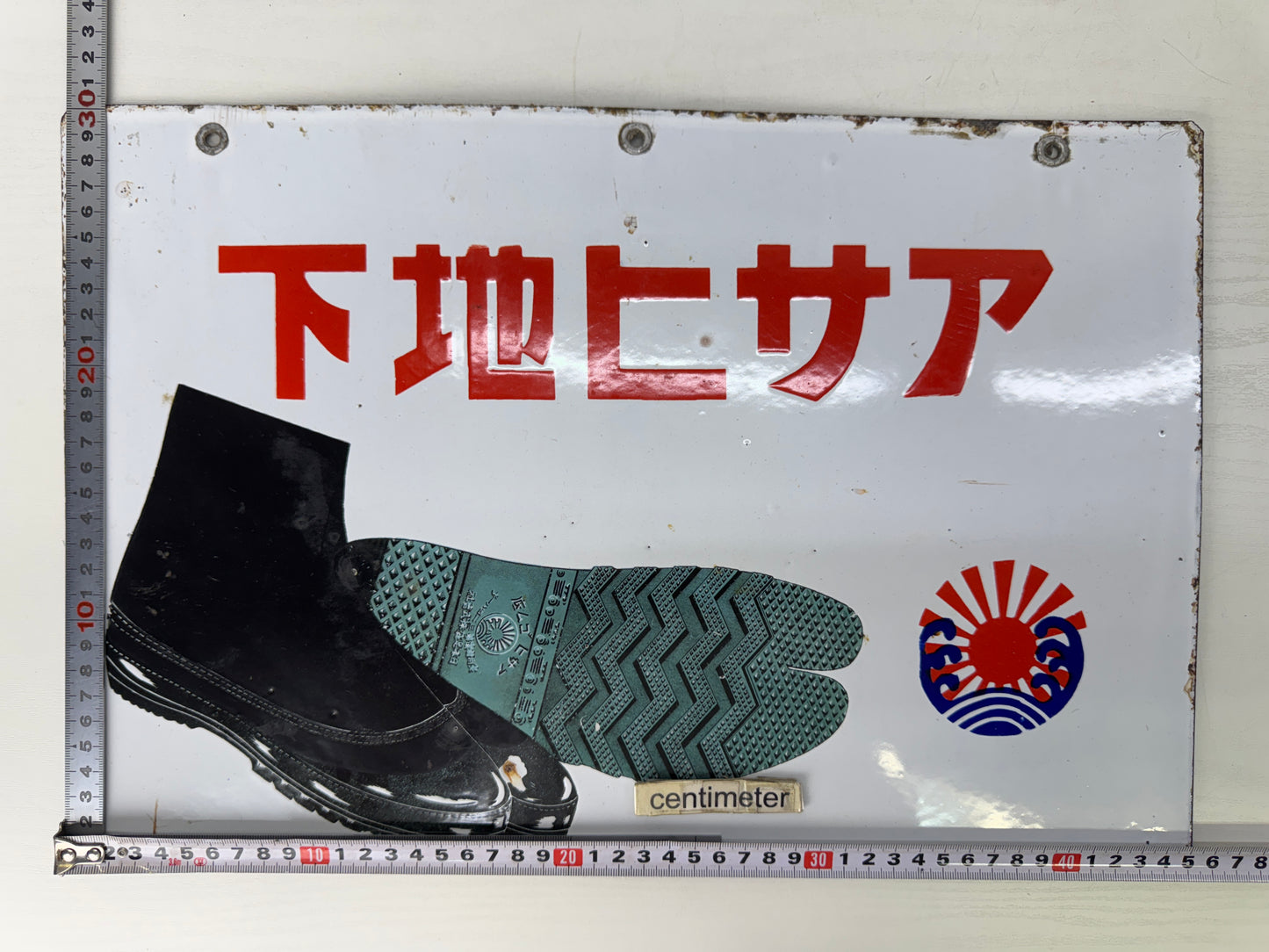 Y9250 SIGNBOARD Enamel sign Tabi socks Prewar Showa retro Japan antique decor