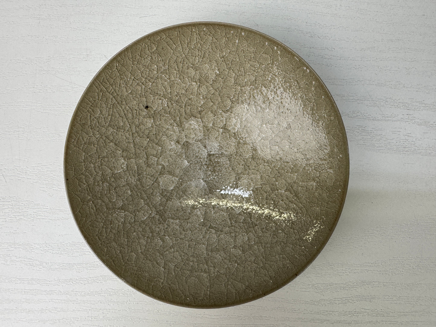 Y9252 CHAWAN Seto-ware Beige Celadon Sake cup sakazuki signed box Japan antique