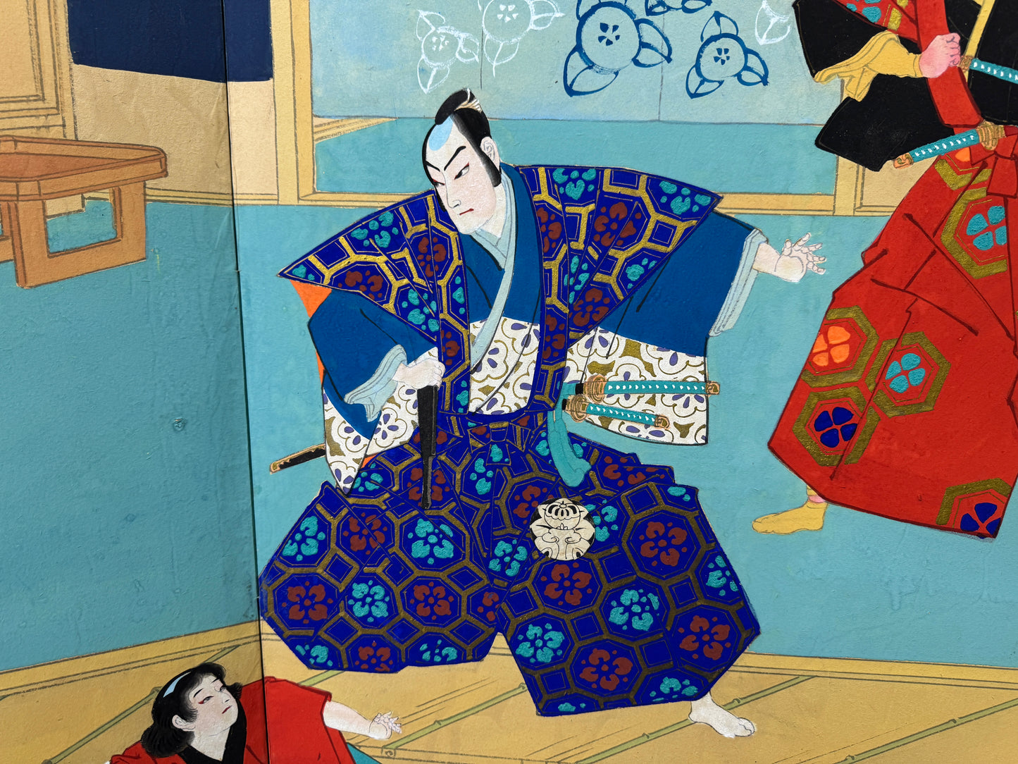 Y9256 BYOUBU Folding screen hand-painted Ukiyoe Japan antique interior decor