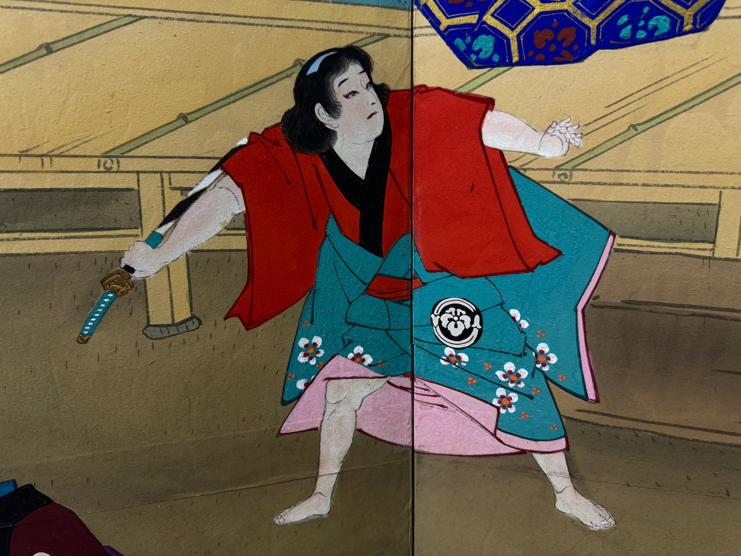 Y9256 BYOUBU Folding screen hand-painted Ukiyoe Japan antique interior decor