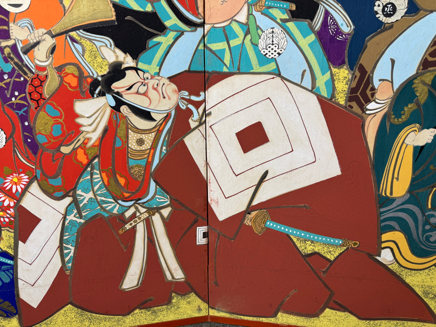 Y9257 BYOUBU Folding screen hand-painted Ukiyoe Japan antique interior decor