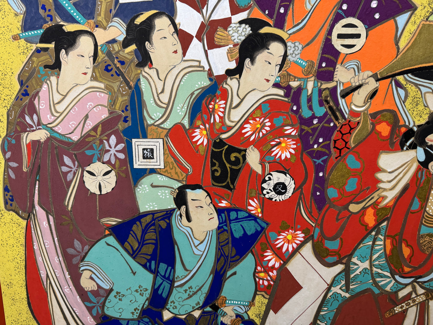 Y9257 BYOUBU Folding screen hand-painted Ukiyoe Japan antique interior decor