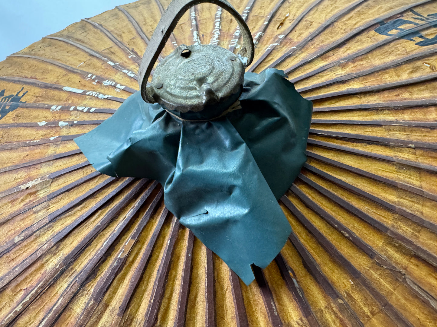 Y9258 BANGASA Japanese coarse oilpaper umbrella bamboo weaving Japan antique