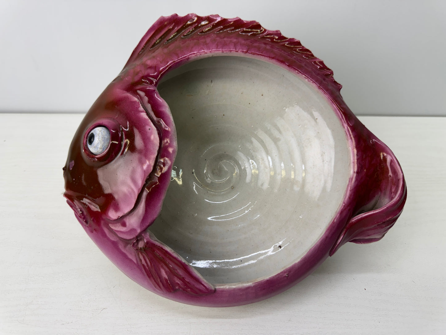 Y9260 DISH Banko-ware fish Sea bream shape plate Japan antique tableware kitchen