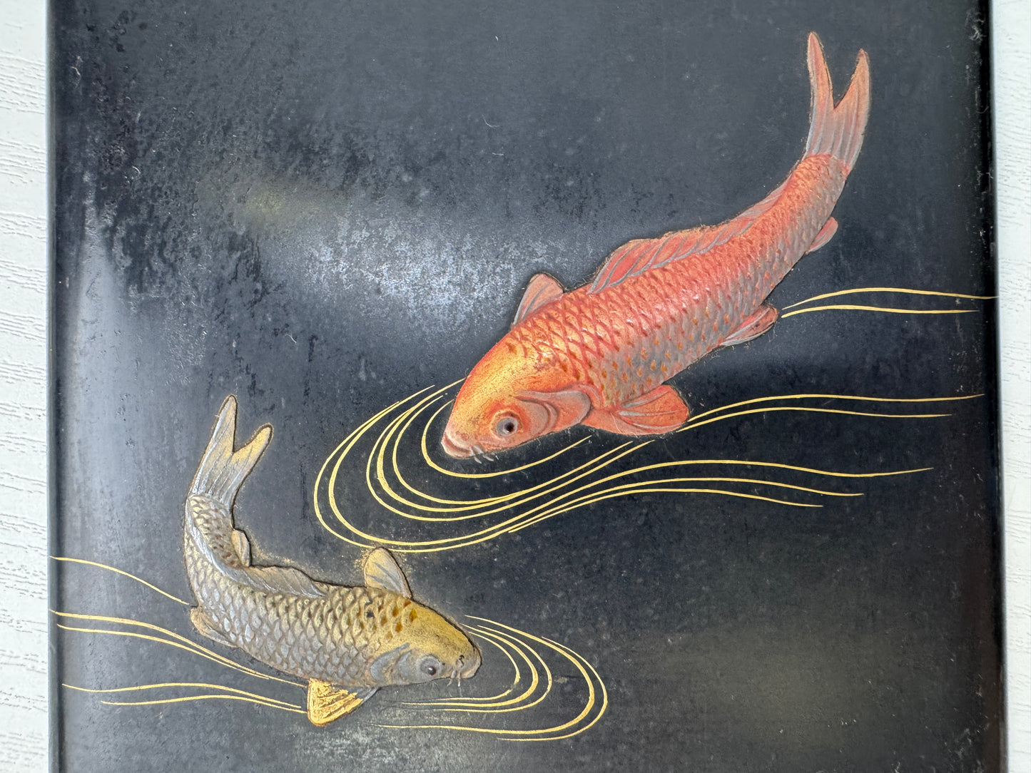 Y9271 TANSU Koi fish carp Makie small chest of drawers Japan antique interior