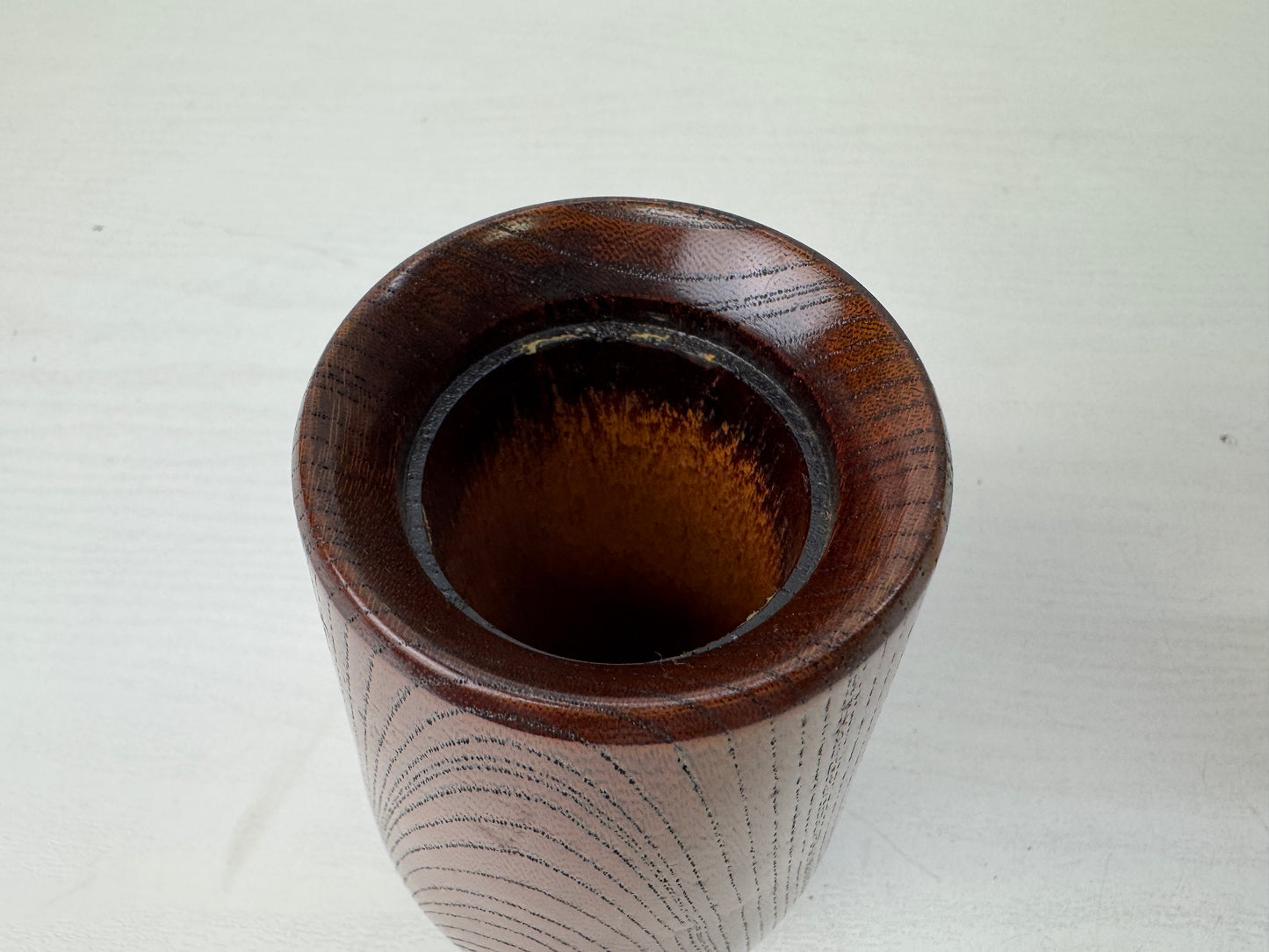 Y9273 FLOWER VASE Zelkova wood signed Japan ikebana floral arrangement interior