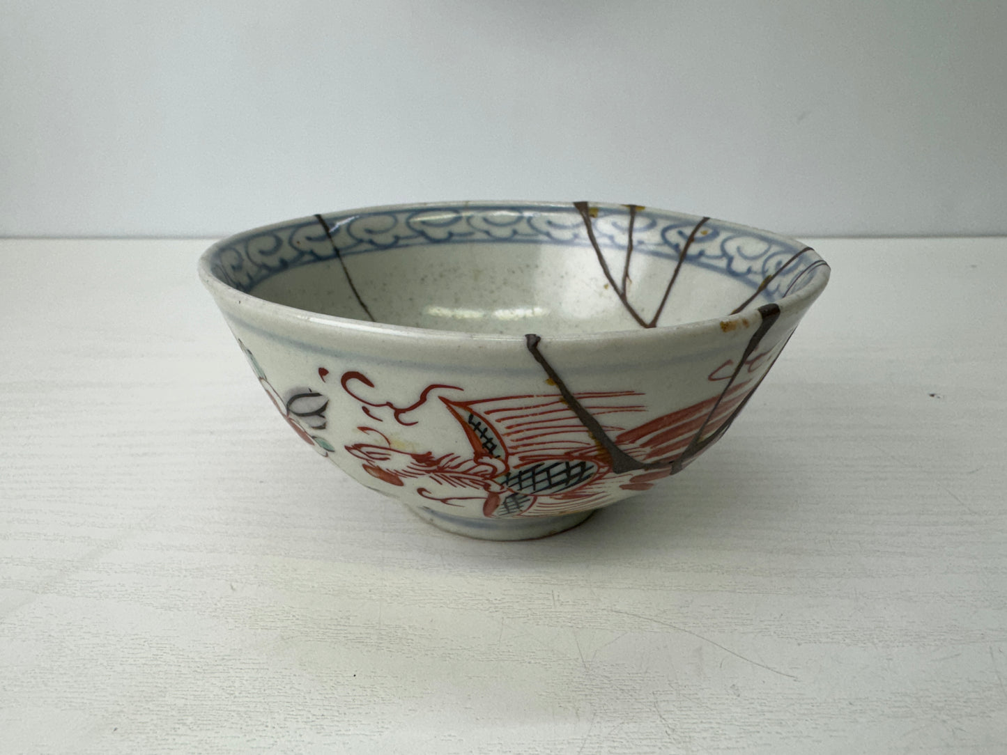Y9279 CHAWAN Koimari-ware rice bowl kintsugi Japan antique pottery tableware