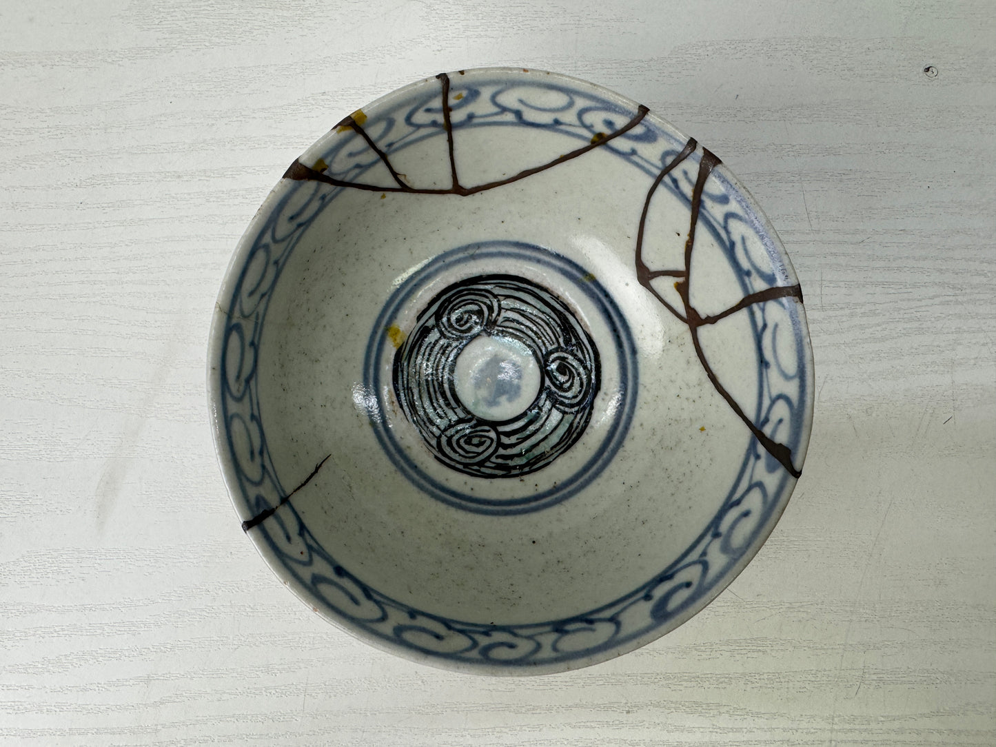 Y9279 CHAWAN Koimari-ware rice bowl kintsugi Japan antique pottery tableware