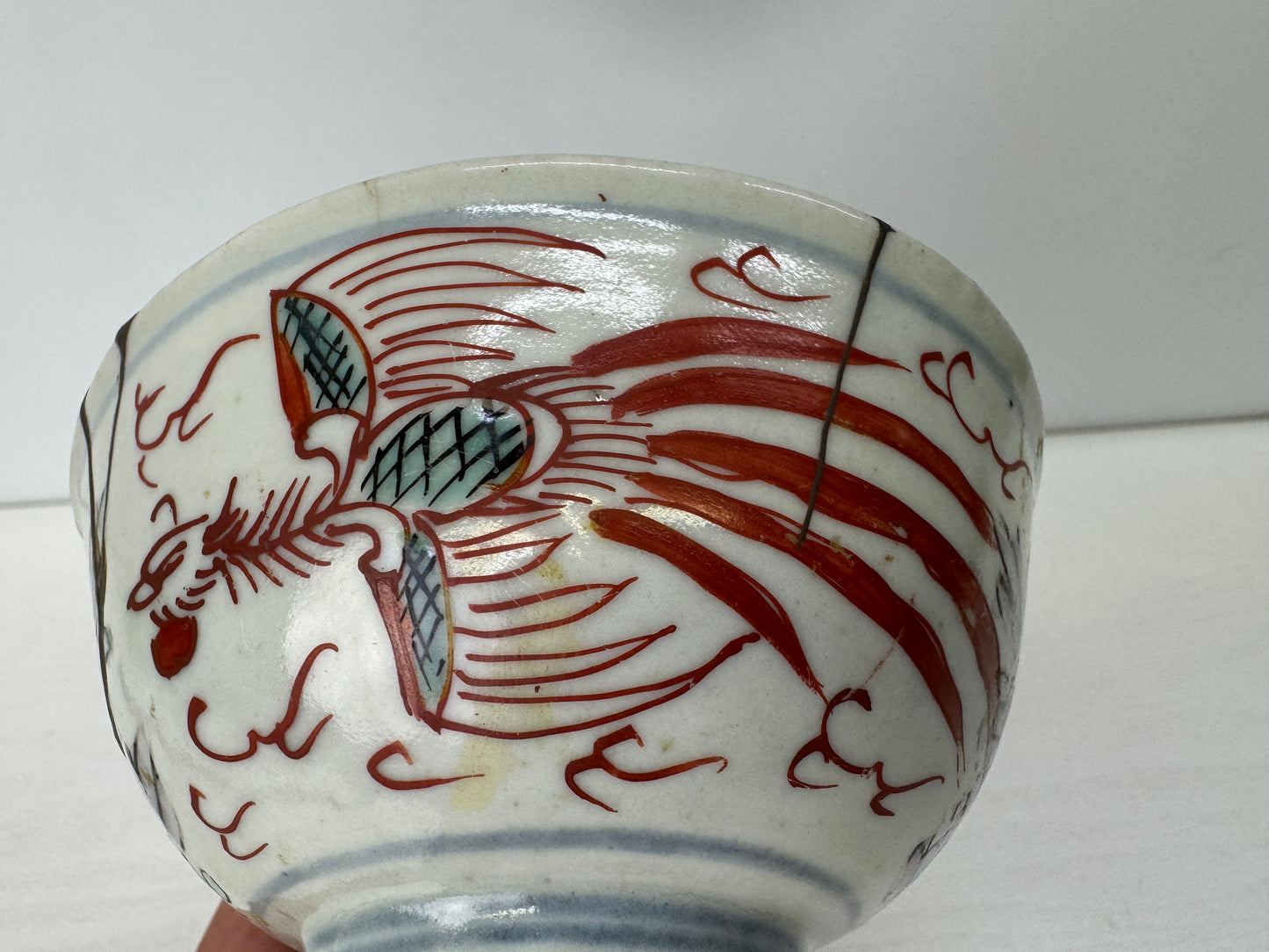 Y9279 CHAWAN Koimari-ware rice bowl kintsugi Japan antique pottery tableware