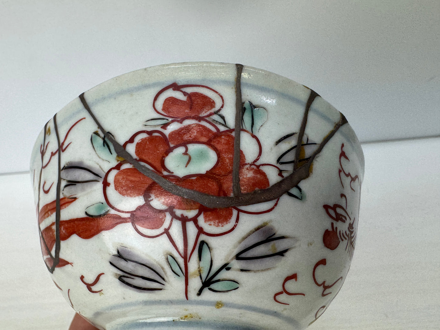 Y9279 CHAWAN Koimari-ware rice bowl kintsugi Japan antique pottery tableware