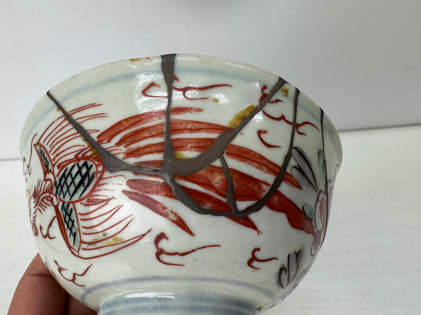 Y9279 CHAWAN Koimari-ware rice bowl kintsugi Japan antique pottery tableware
