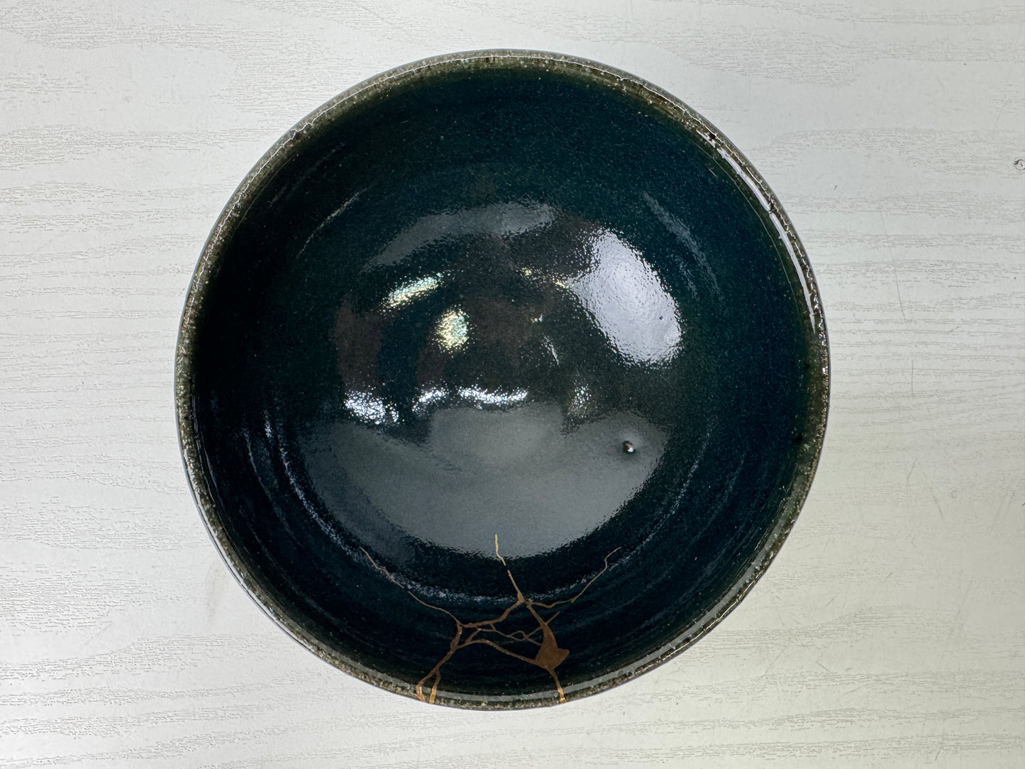 Y9280 CHAWAN Agano-ware bowl kintsugi signed Japan antique tea ceremony pottery
