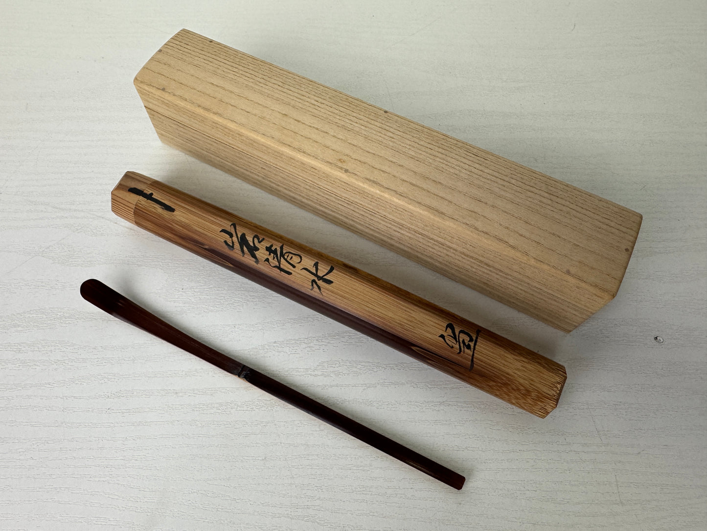 Y9288 CHASHAKU Bamboo scoop spoon signed box Japan Tea Ceremony utensil antique