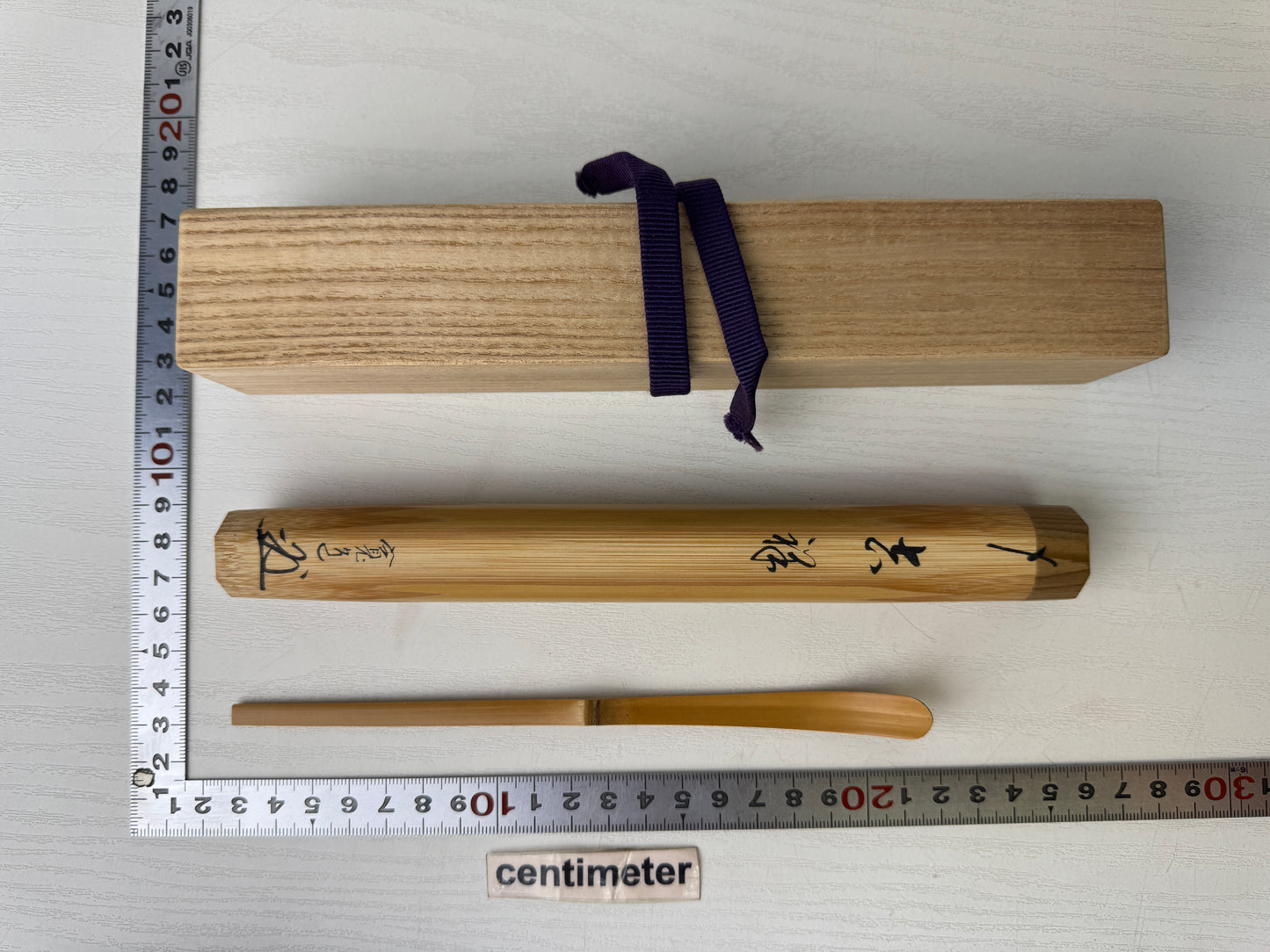 Y9289 CHASHAKU Bamboo scoop spoon signed box Japan Tea Ceremony utensil antique