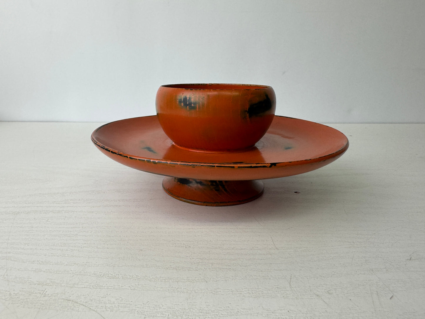Y9292 STAND Negoro lacquer Tenmoku bowl rack shelf Japan antique tea ceremony